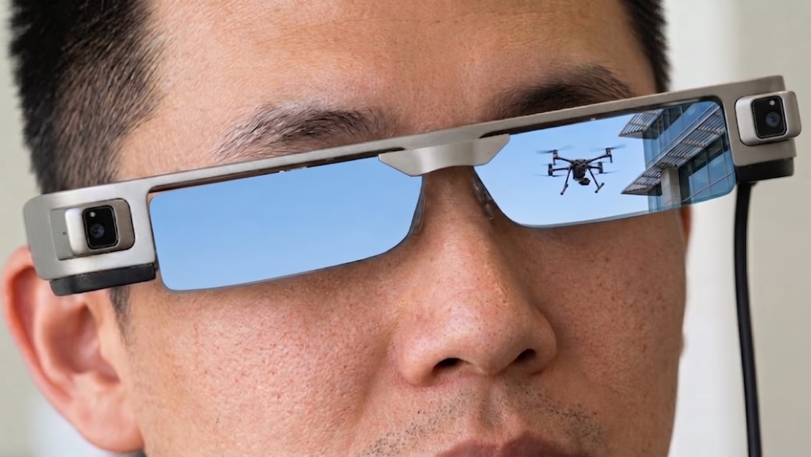 Drone pilot wearing AR glass
