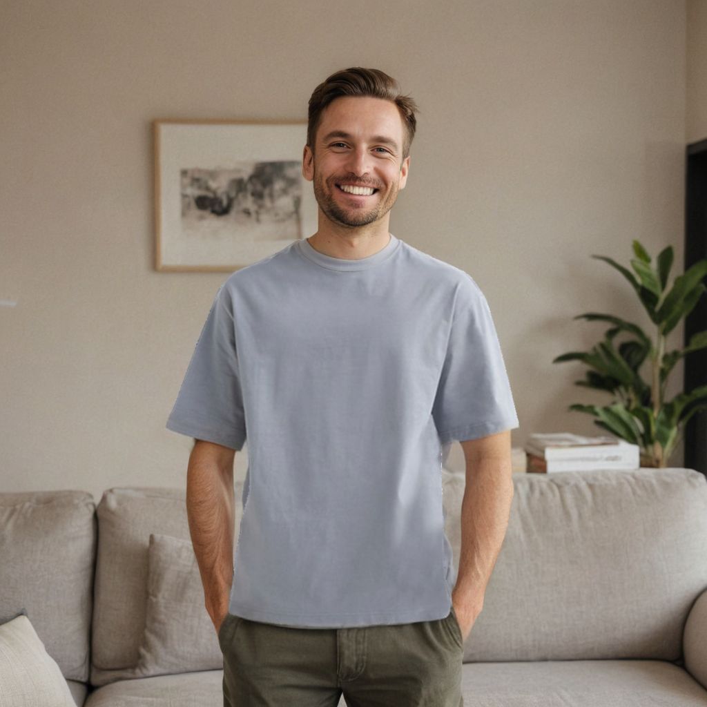 man wearing grey tshirt caspa AI model