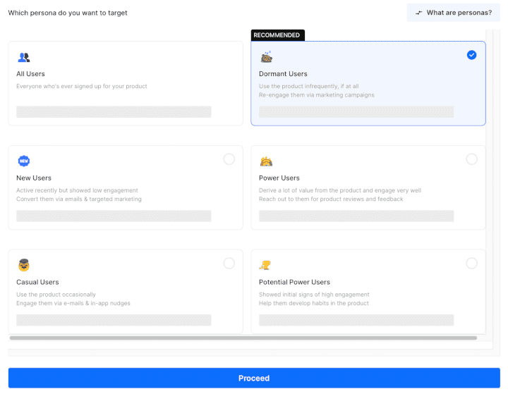 New users dashboard 