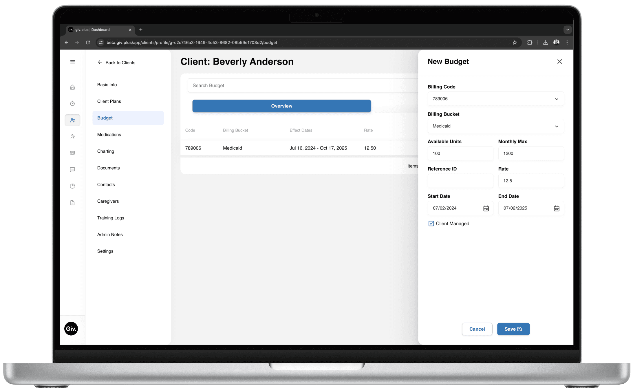 Client budget software.