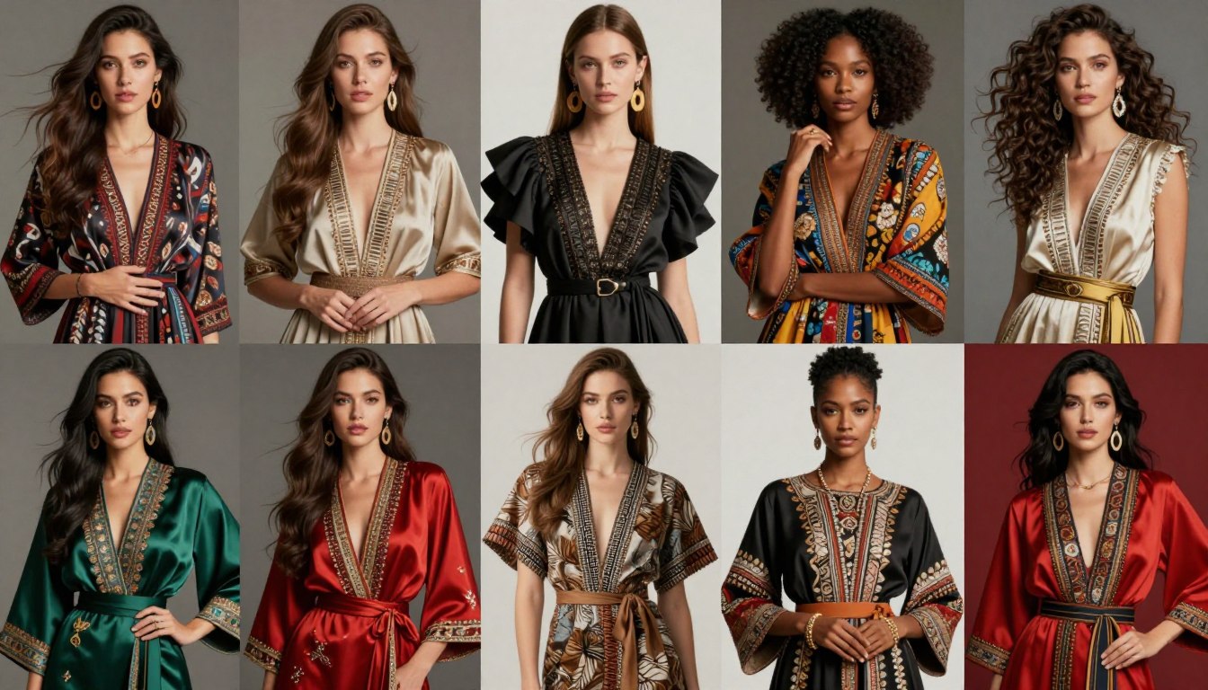 diverse AI fashion models representing different cultural aesthetics in luxury garments