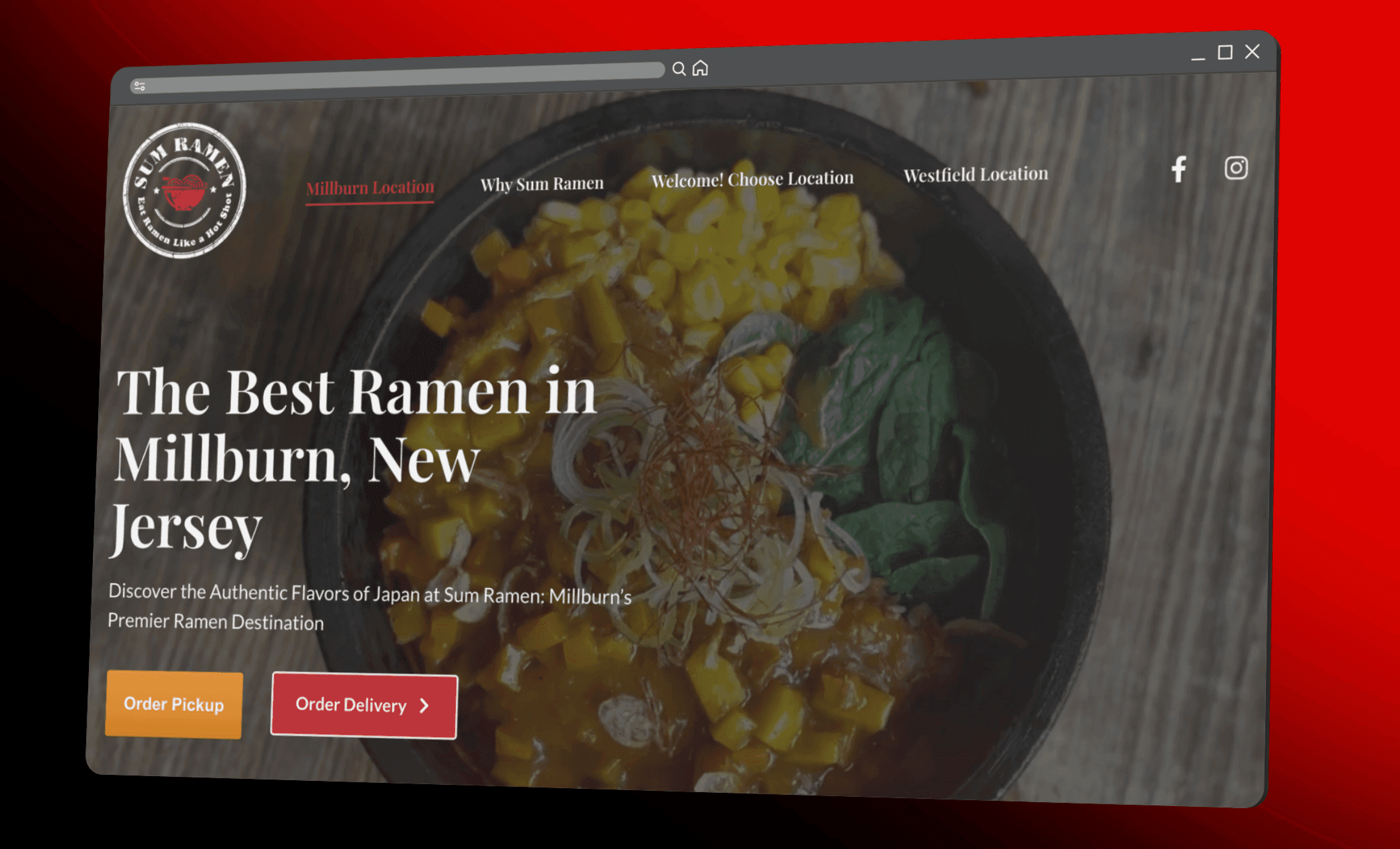 Restaurant website design for Sun Ramen by RJP.design — creative NYC web design agency specializing in website design and digital marketing for food and hospitality brands.