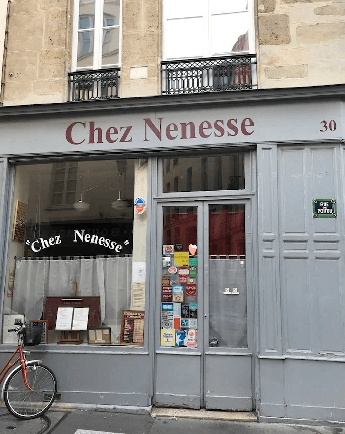 Exterior of Chez Nenesse in Paris.