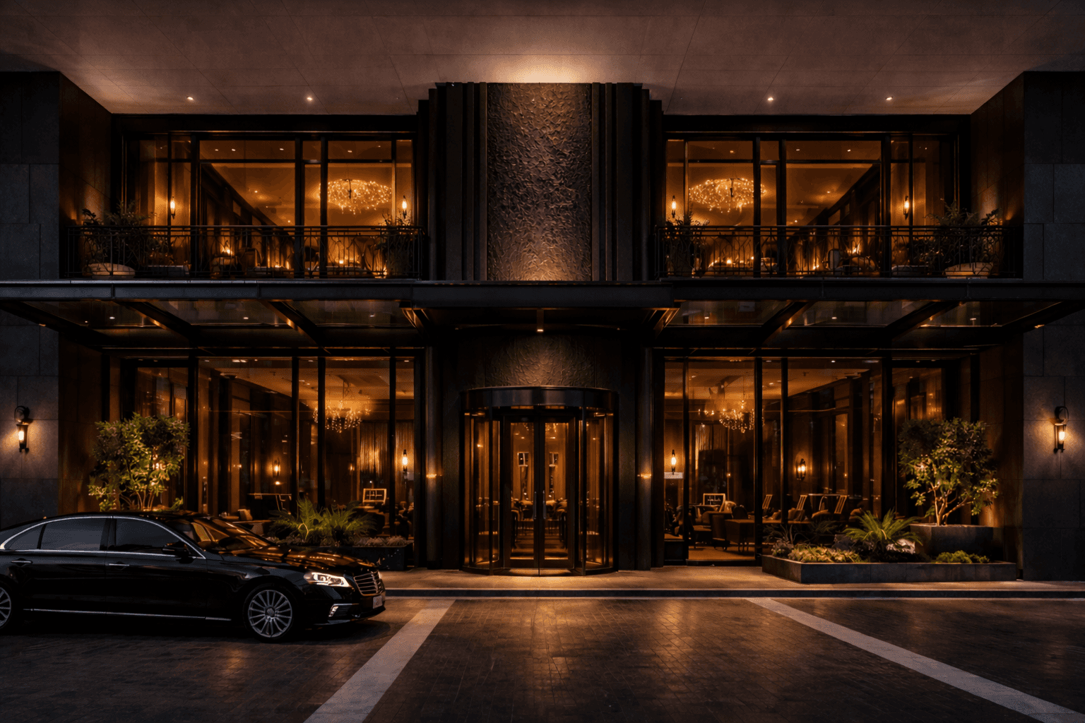 Hotel porte-cochere entrance