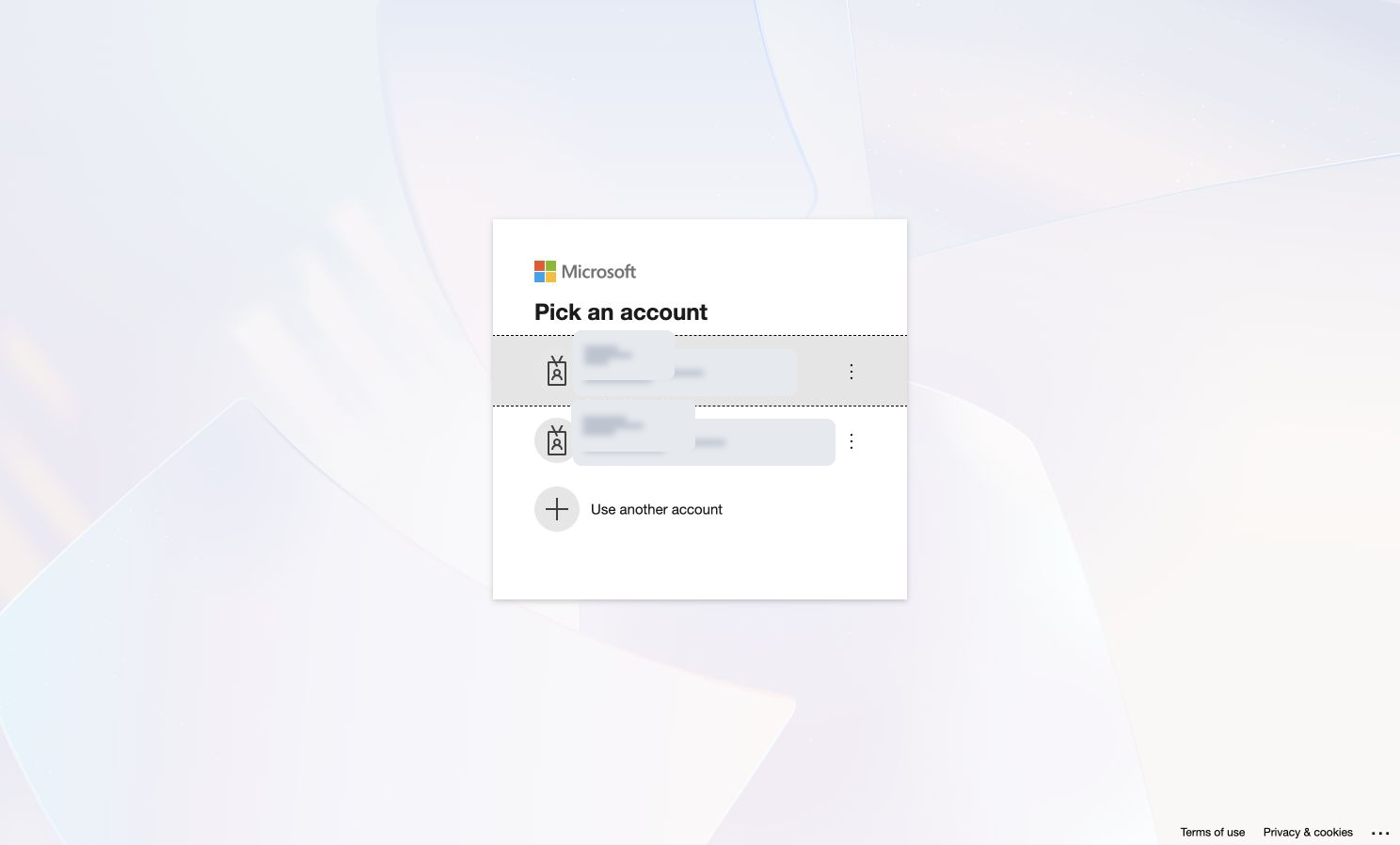 Microsoft account picker