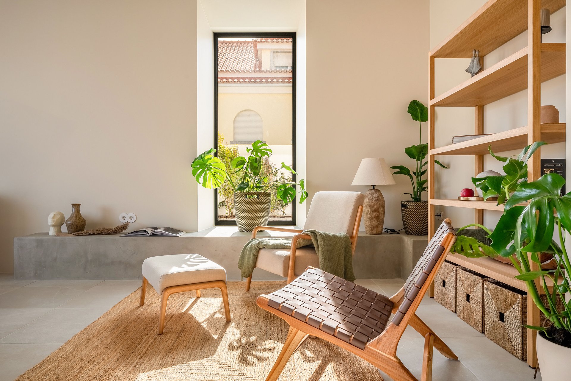 Bright living room lounge area at Villa Flora