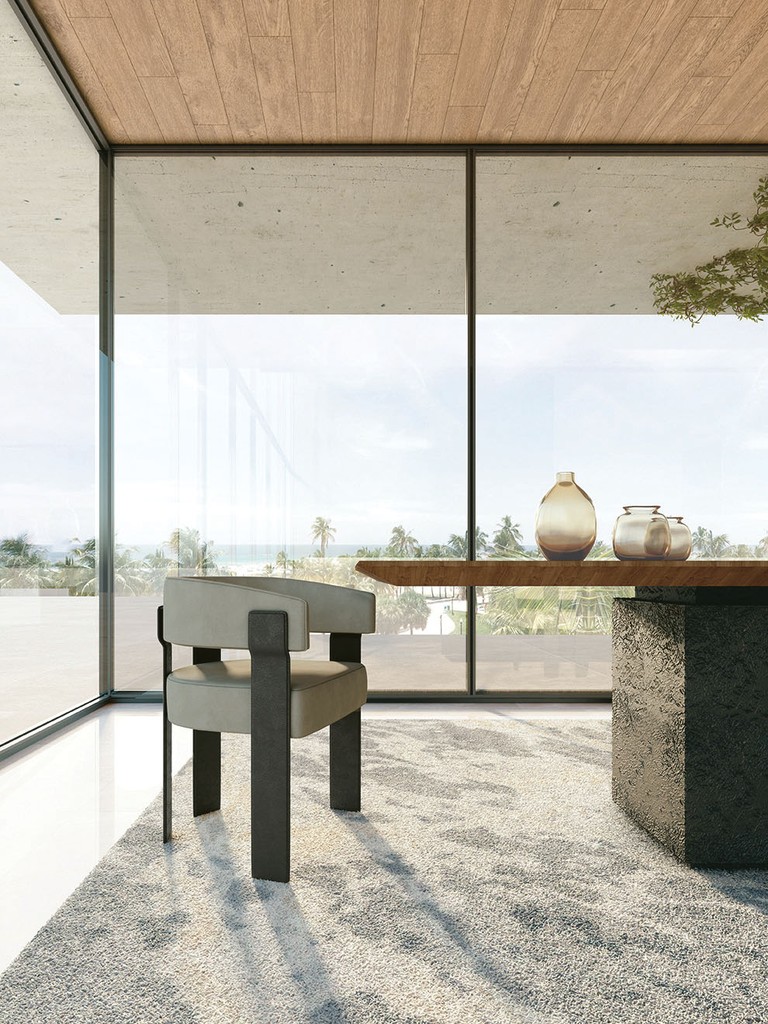 elegant chair in a modern villa on the sea