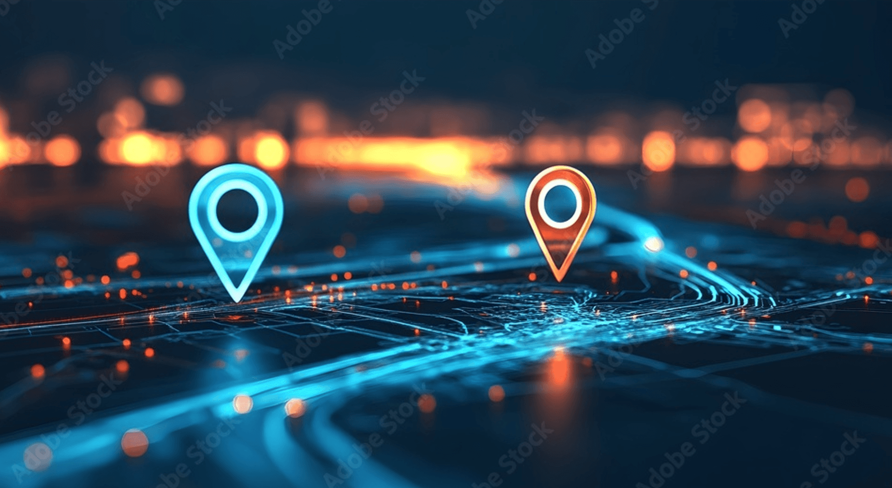 graphics of a map area with two location pins