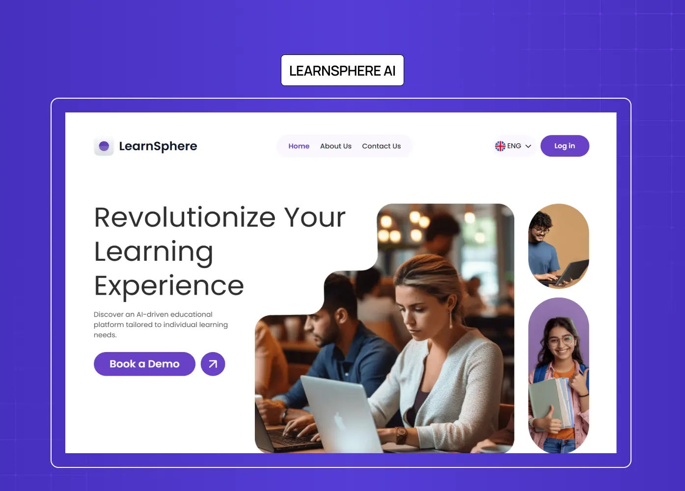 Educational AI platform landing page showcasing personalized learning experiences, student-focused design, and AI-driven educational support.