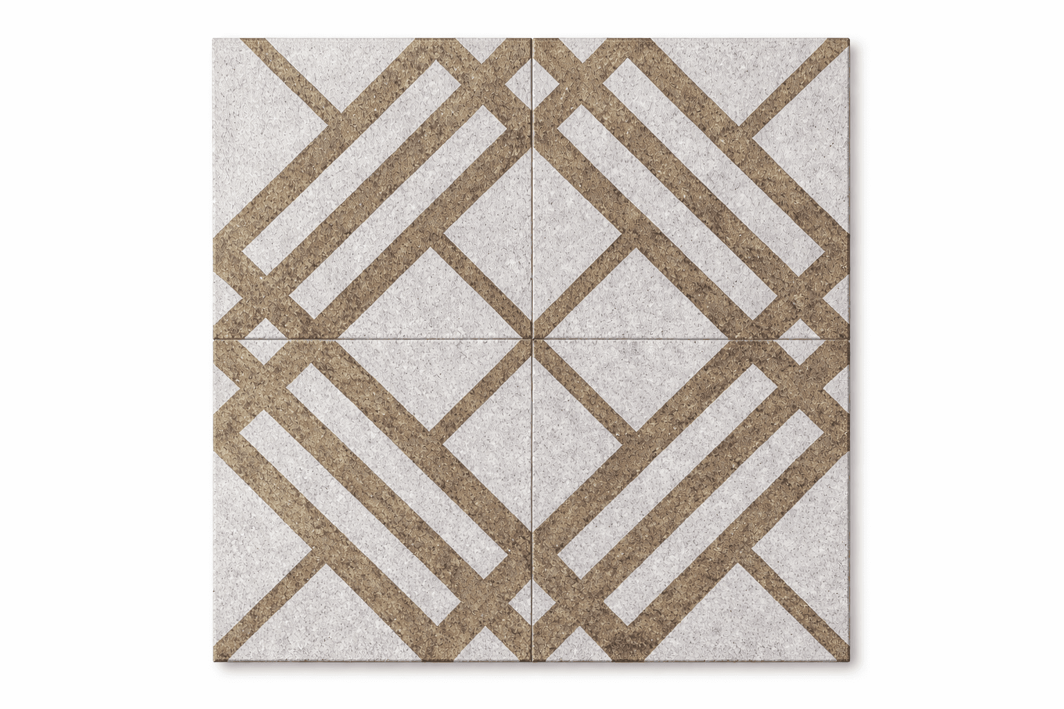 Close-up of Burb stone tile featuring crisscross linear geometric pattern with textured finish