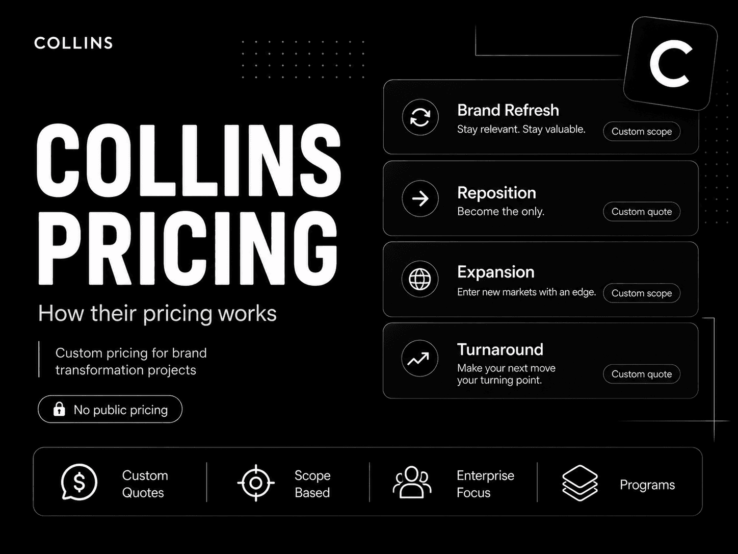 COLLINS pricing and services breakdown