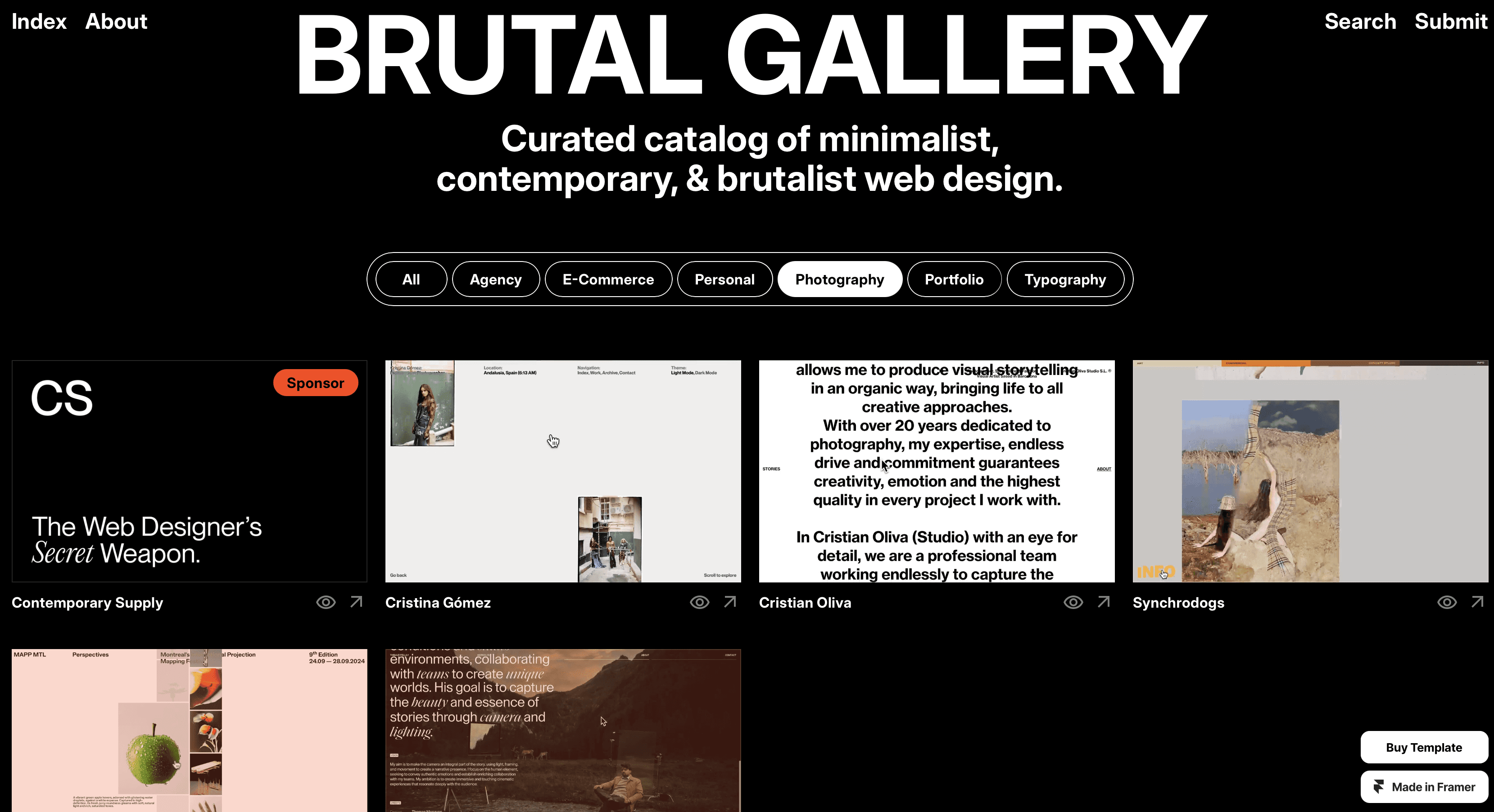 Brutal Gallery Framer Curation Template