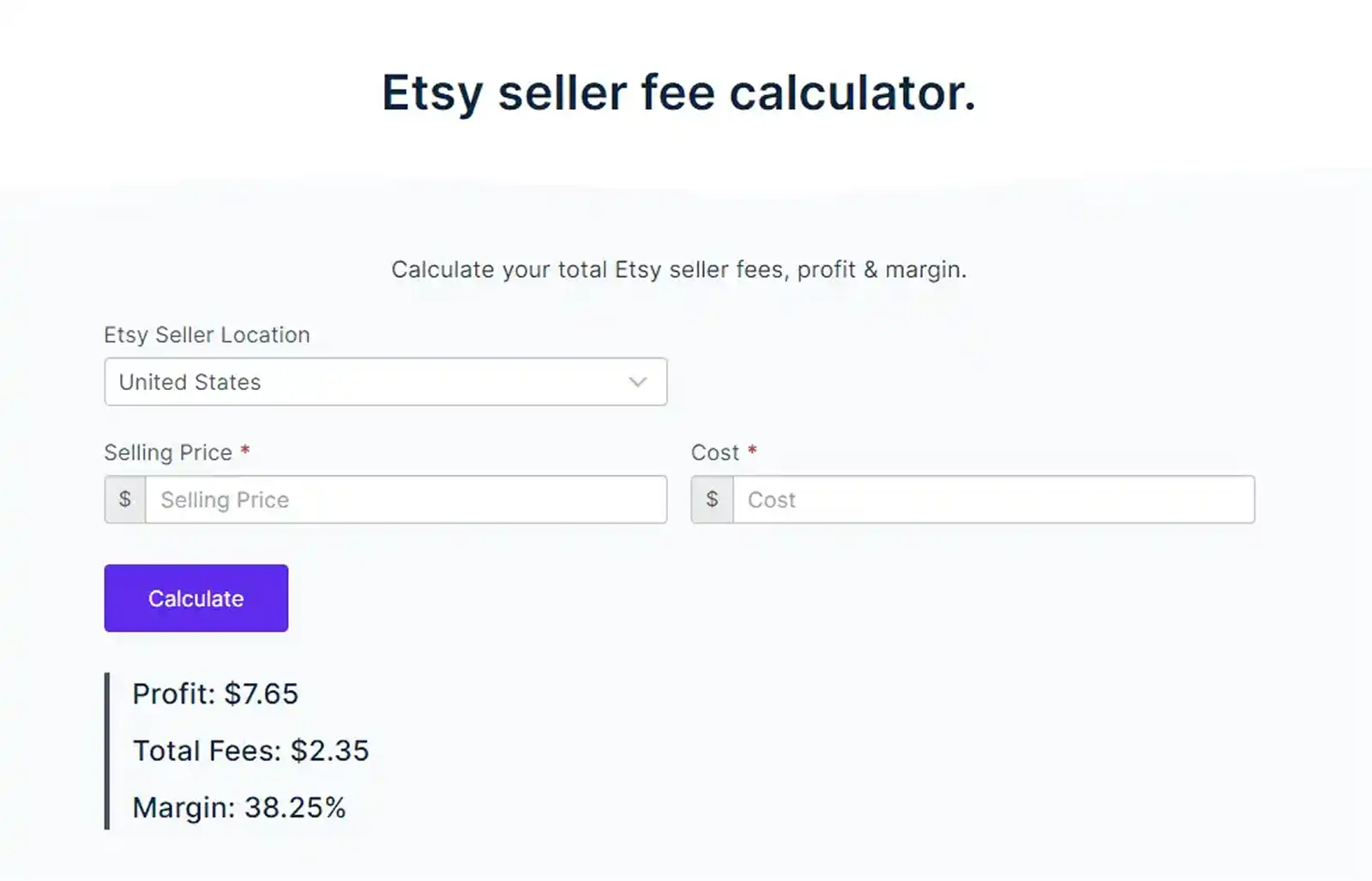 Crosslist Etsy Fee Calculator