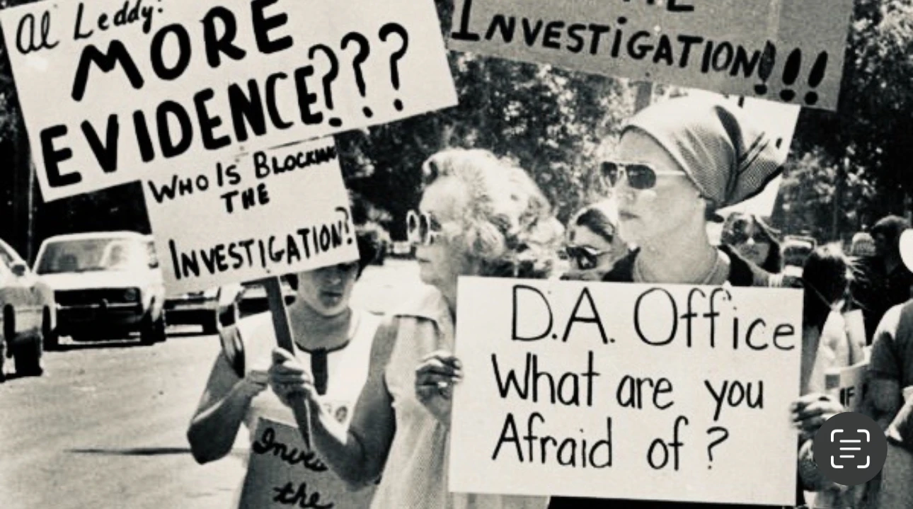 Demonstrators protest alleged cover-ups in the Lords of Bakersfield trafficking ring