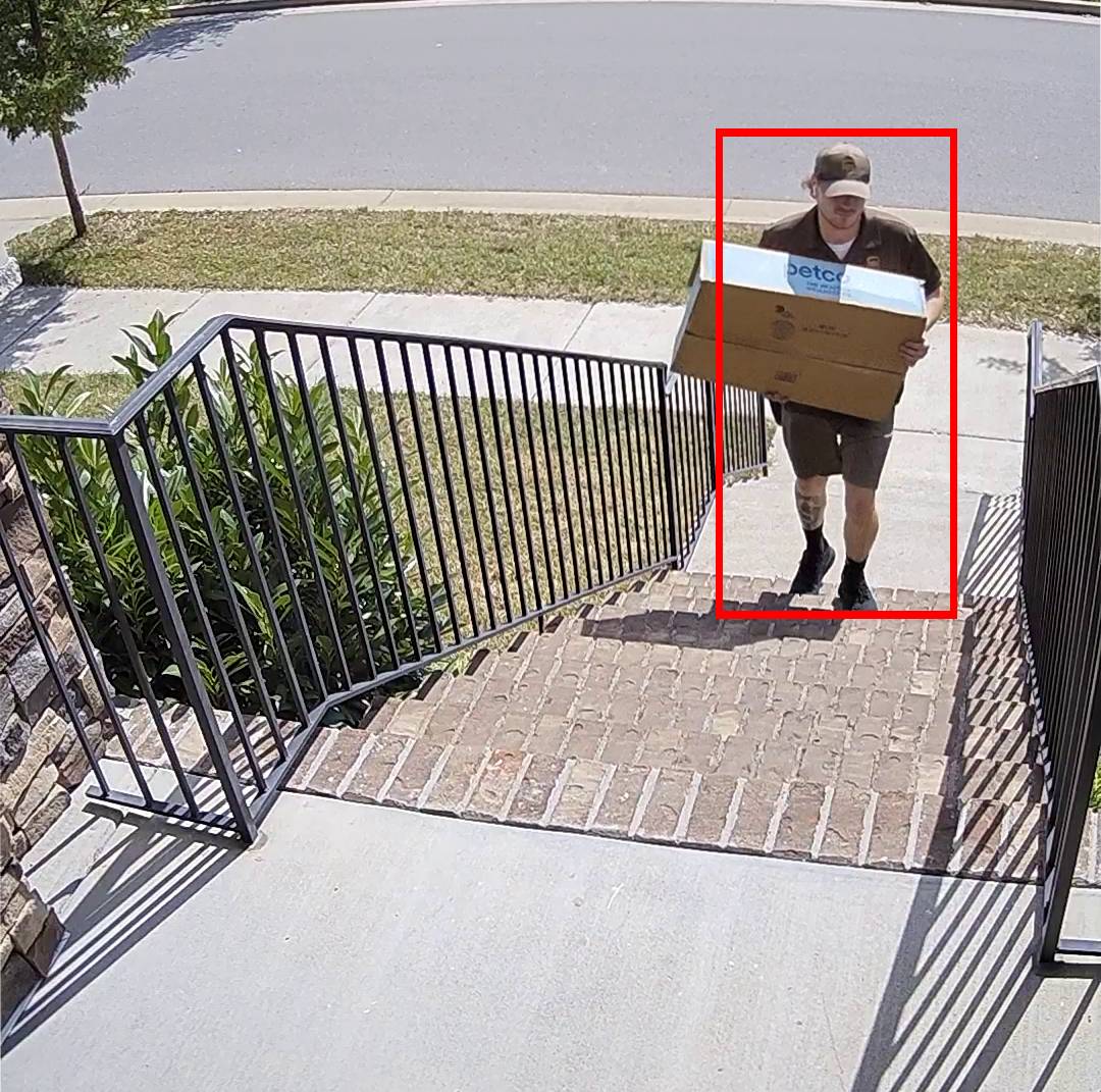 Man walking with box and recognized by CCTV