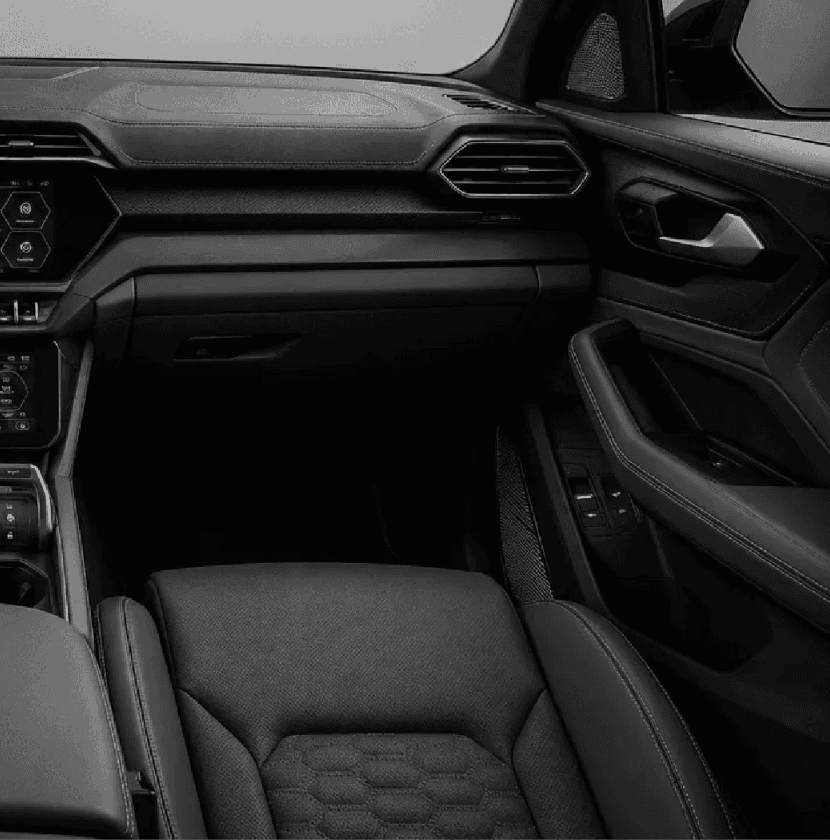 Car interior dashboard and seat