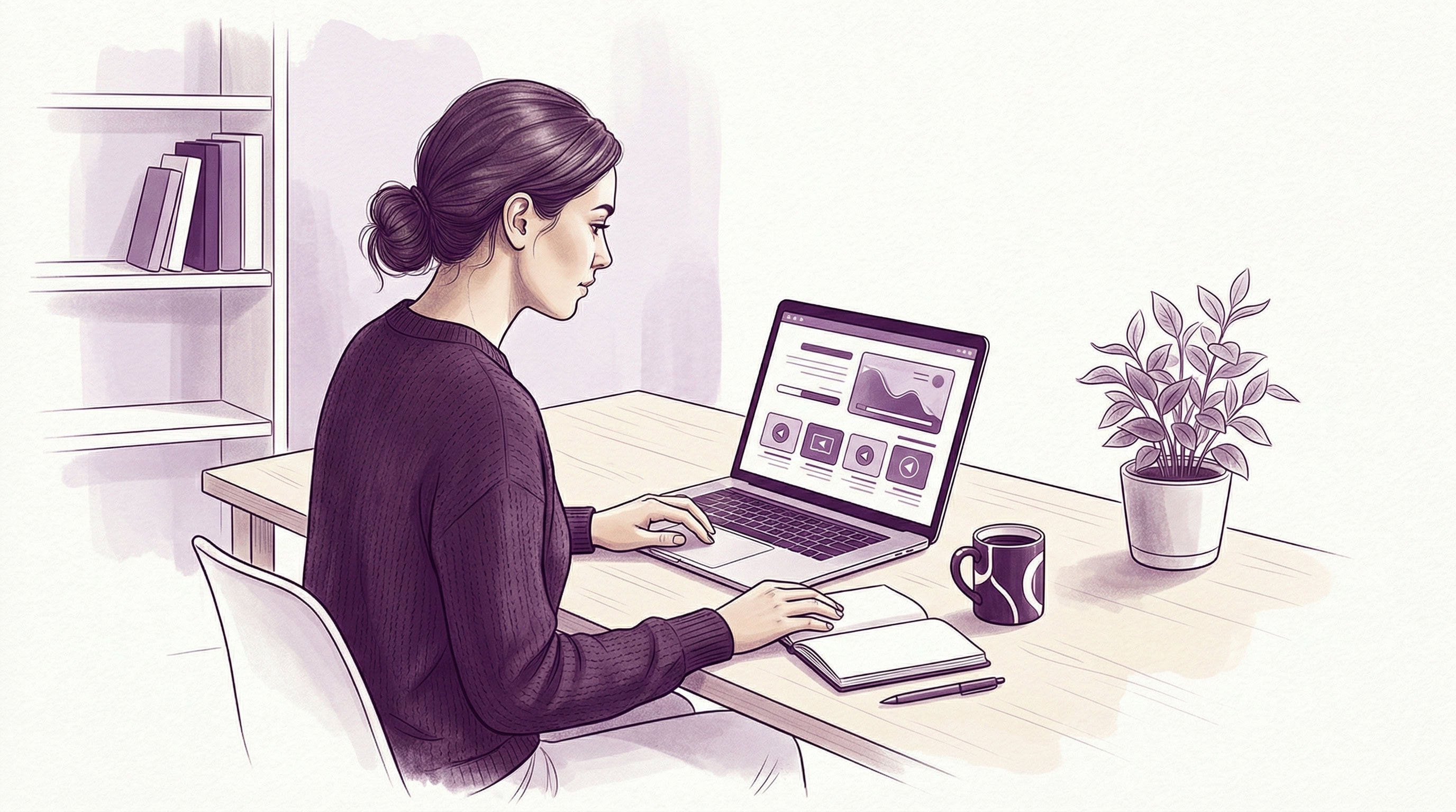 Femme en train de se former sur le closing