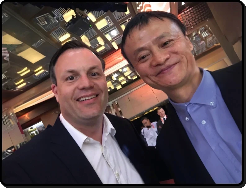 Stratforms founder Jonathan Cox with Alibaba founder Jack Ma