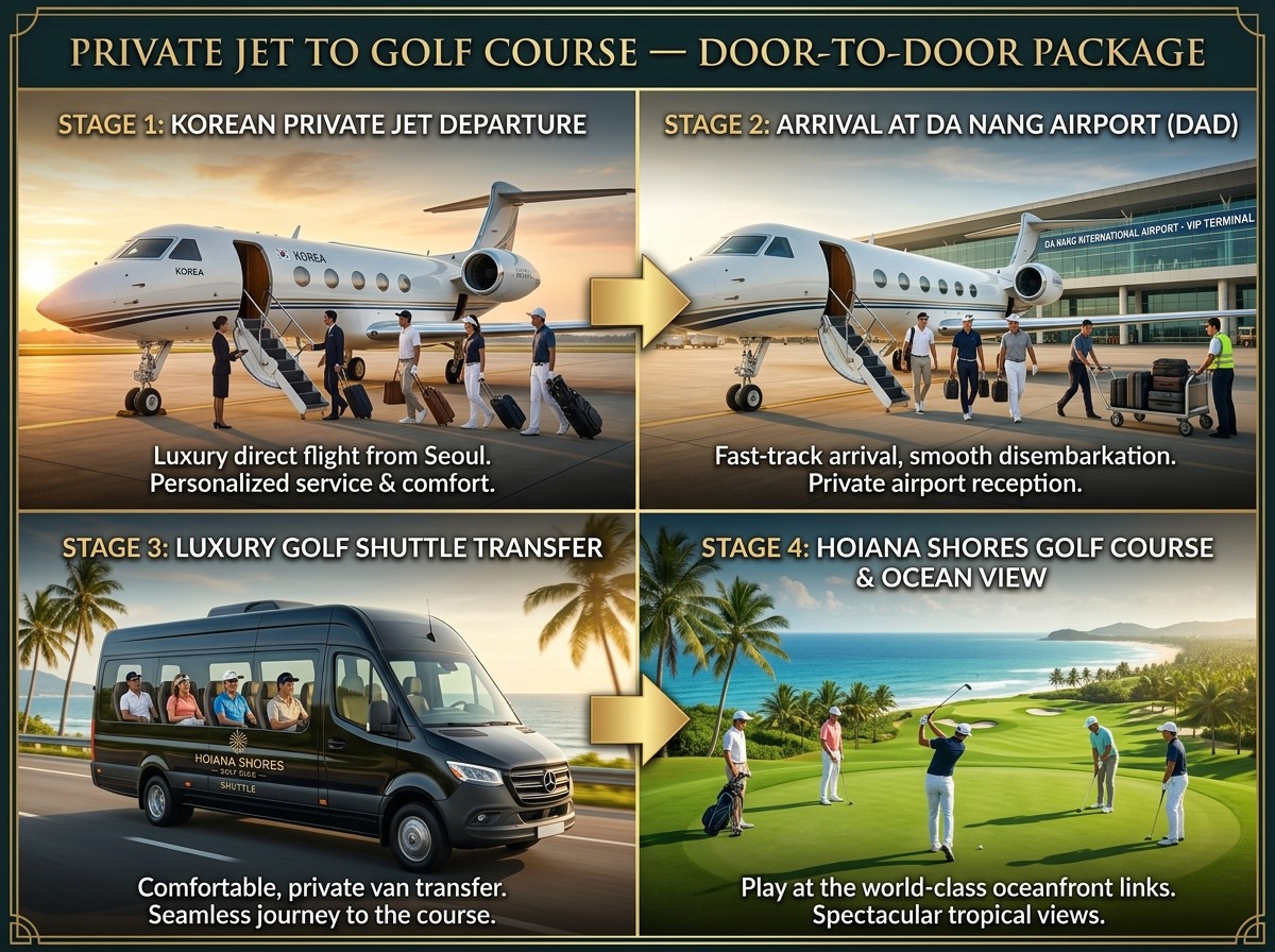 ACK golf charter package — Jeju Japan Vietnam course-direct shuttle, hotel integration