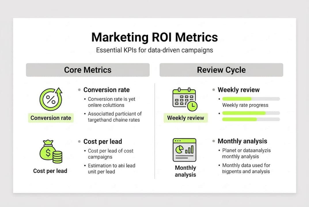 Infographic showing ROI marketing metrics and cycles