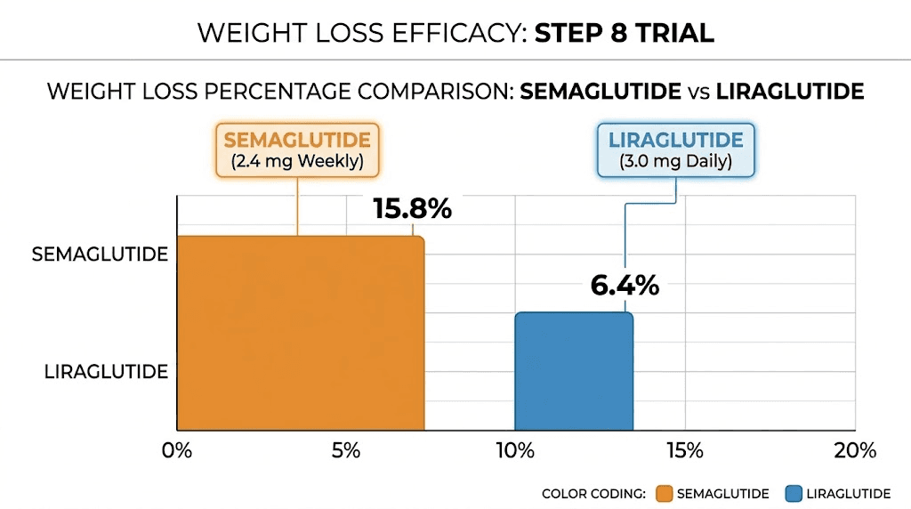 STEP 8 trial weight loss comparison semaglutide vs liraglutide