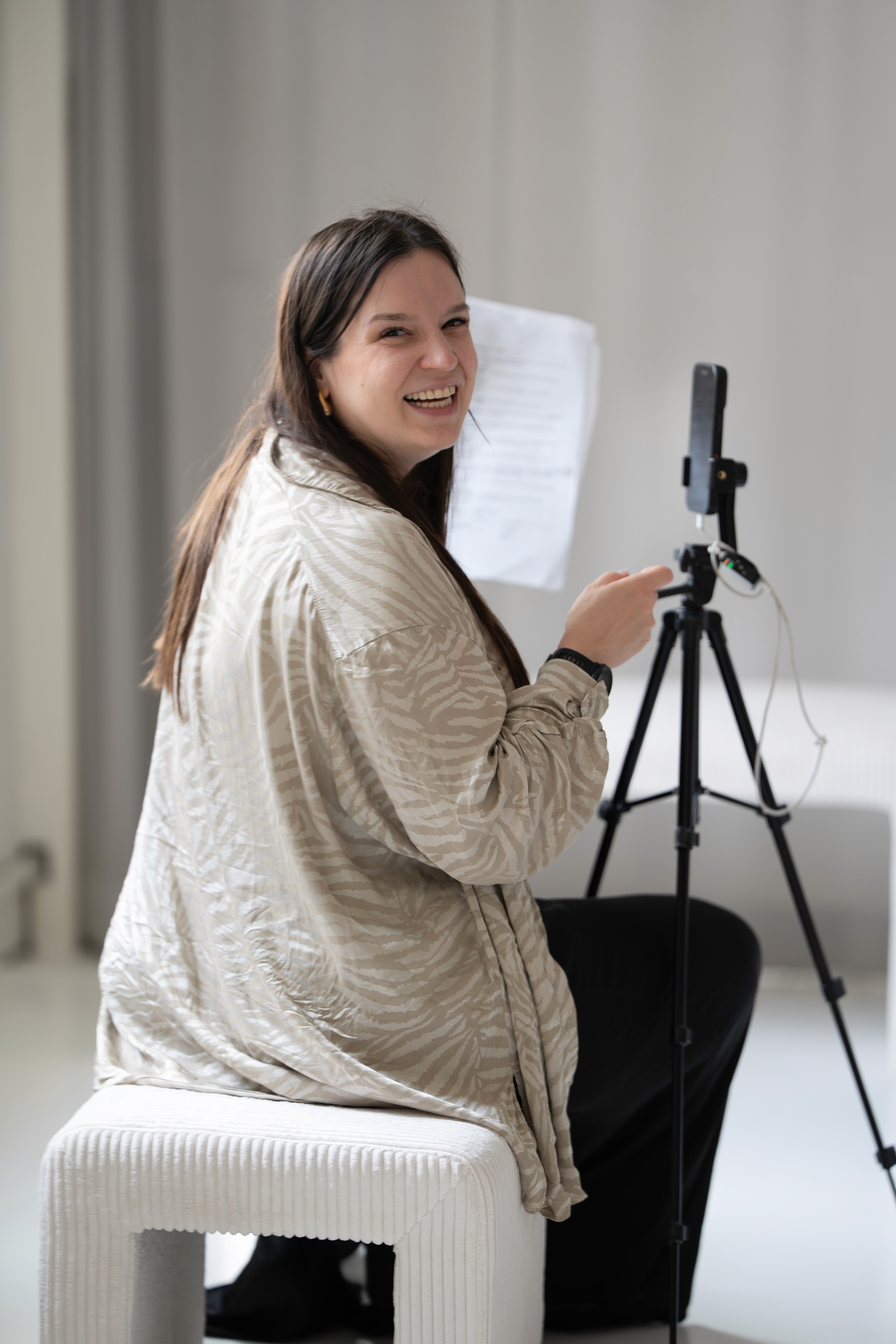 a woman wearing headphone