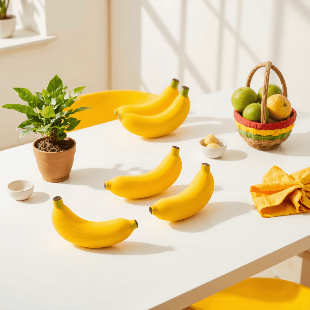 product photography of a set of banana-shaped objects