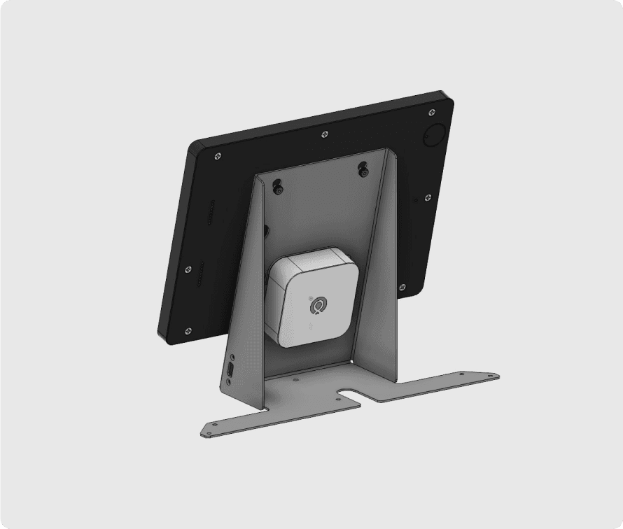 CAD view of tablet and PCB control module.