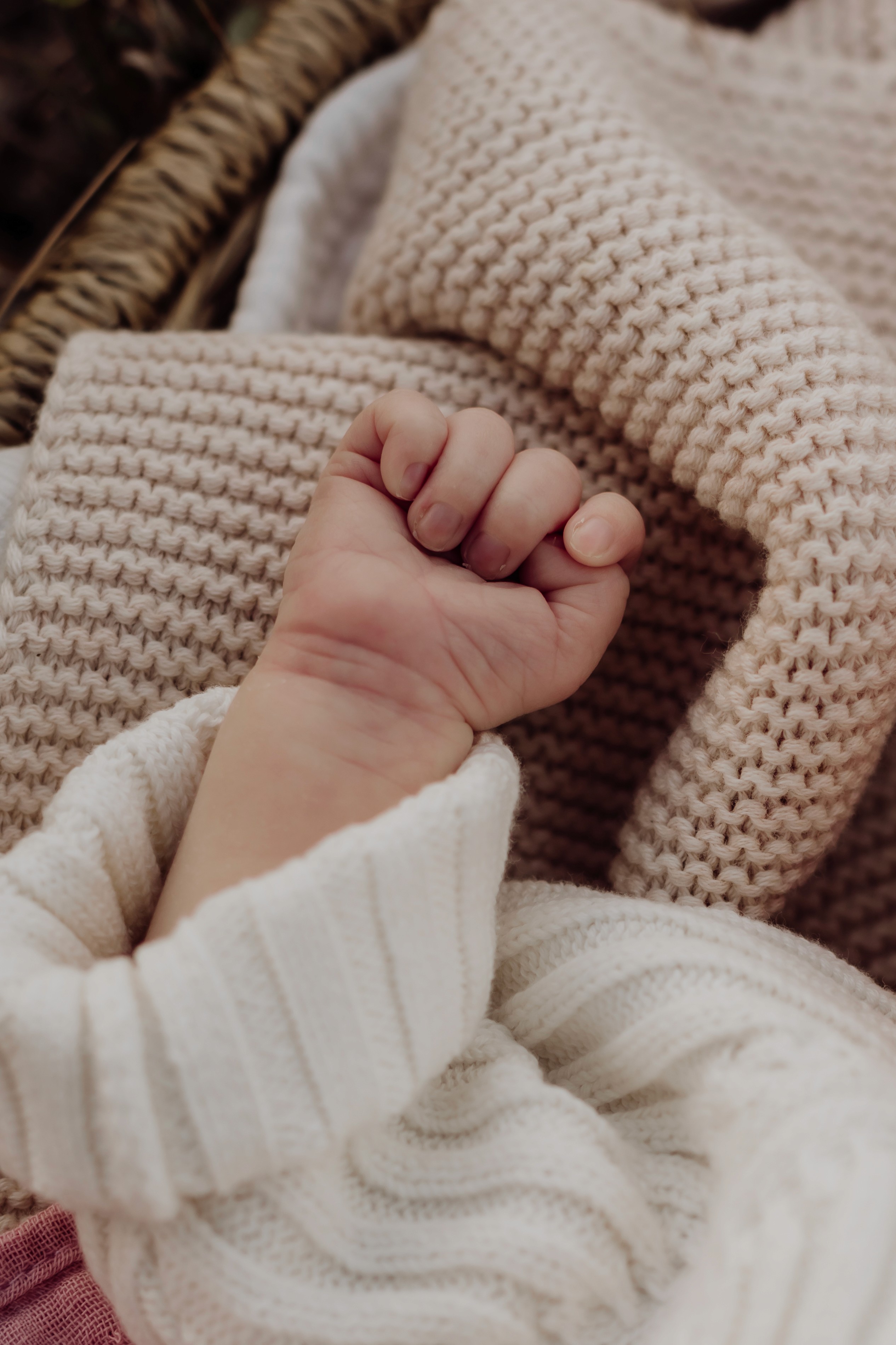 Close up of newborn baby's tiny hand features in newborn photography session in Mackay, QLD
