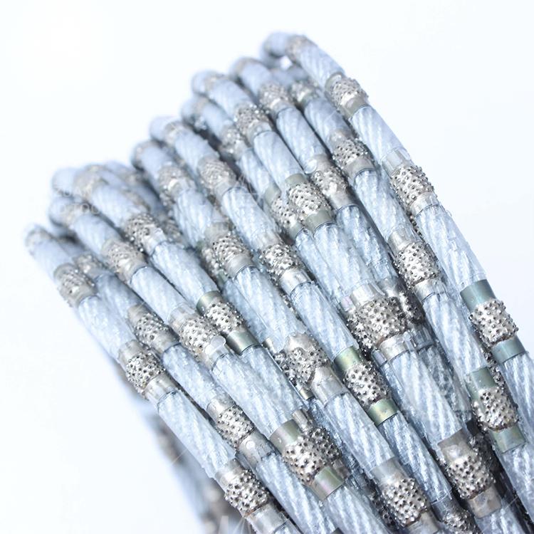 Close-up view of Electroplated & Vacuum Brazed Diamond Wire Saw showing diamond segments.