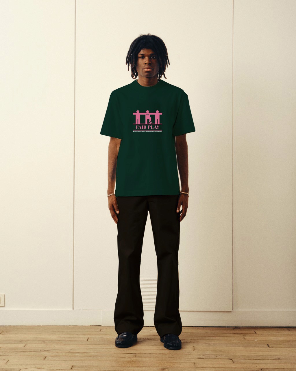 T-shirt de luxe en jersey lourd vert de la marque Verlan, modèle "Fair Play"