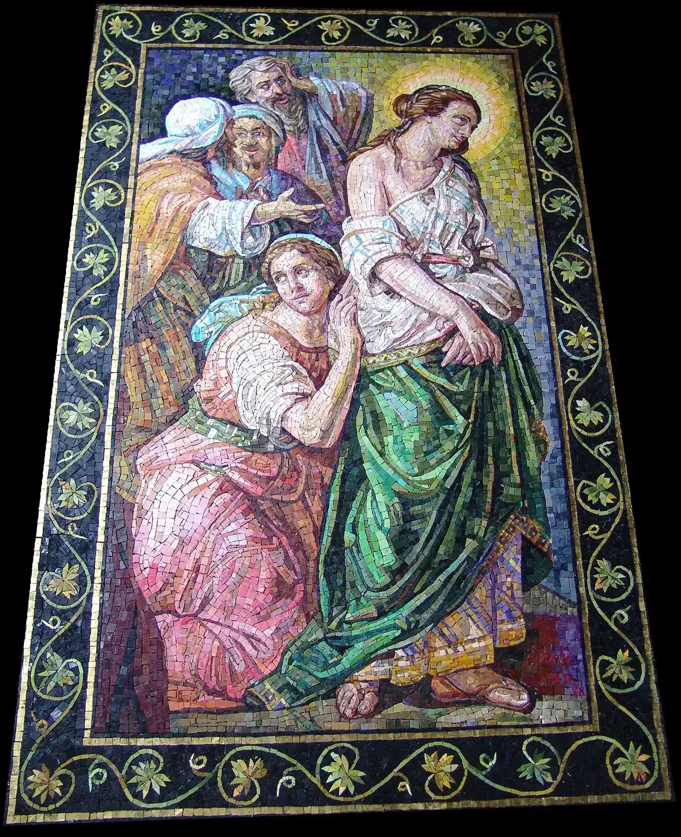 Religious Mosaic Artwork of Mary Magdalene, John 8:7.