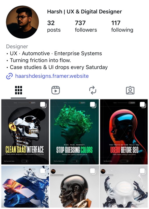 Portrait of portfolio creator – back view