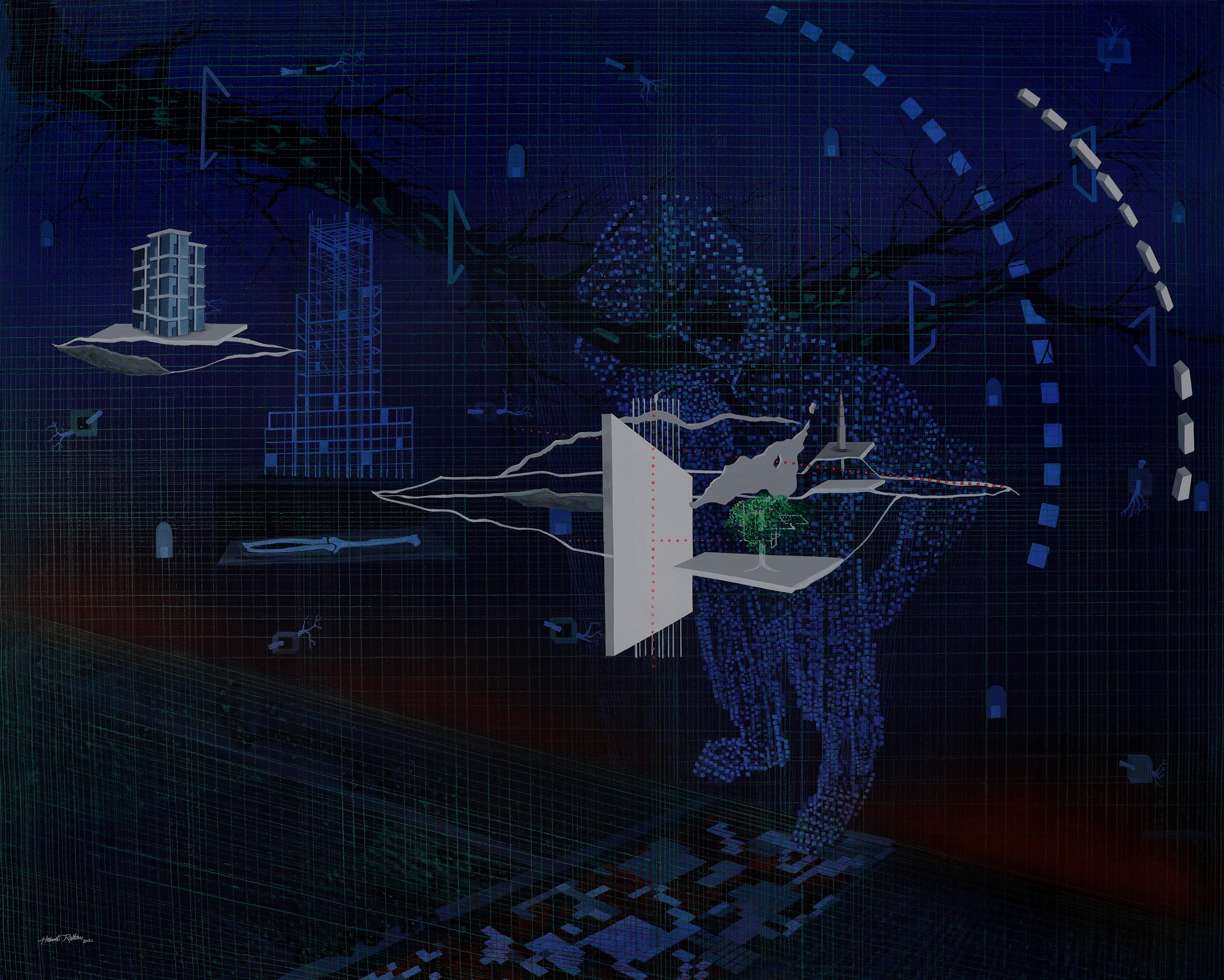 herd of sheep on road painting