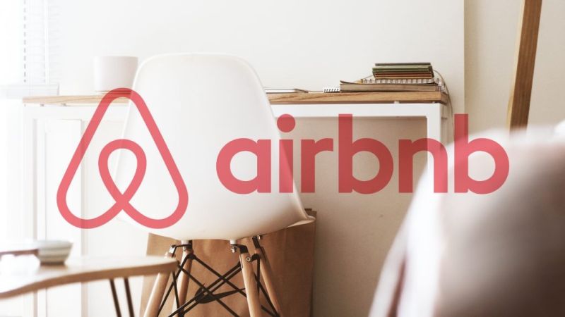 Bedroom with the Airbnb logo