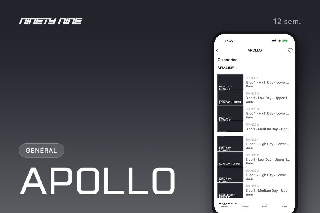 Le calendrier de APOLLO dans Blast