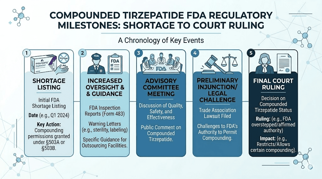 FDA compounded tirzepatide regulatory timeline and key dates