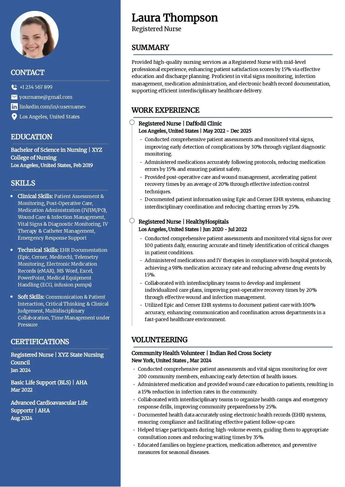 ATS-Friendly RN Nurse Resume Example