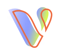 Vicotory Vision mark with "V" in watercolor background and bold orange outline.