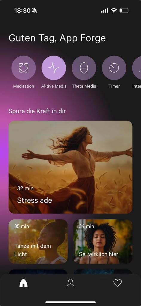 Screenshot of Homodea Medi App's home page