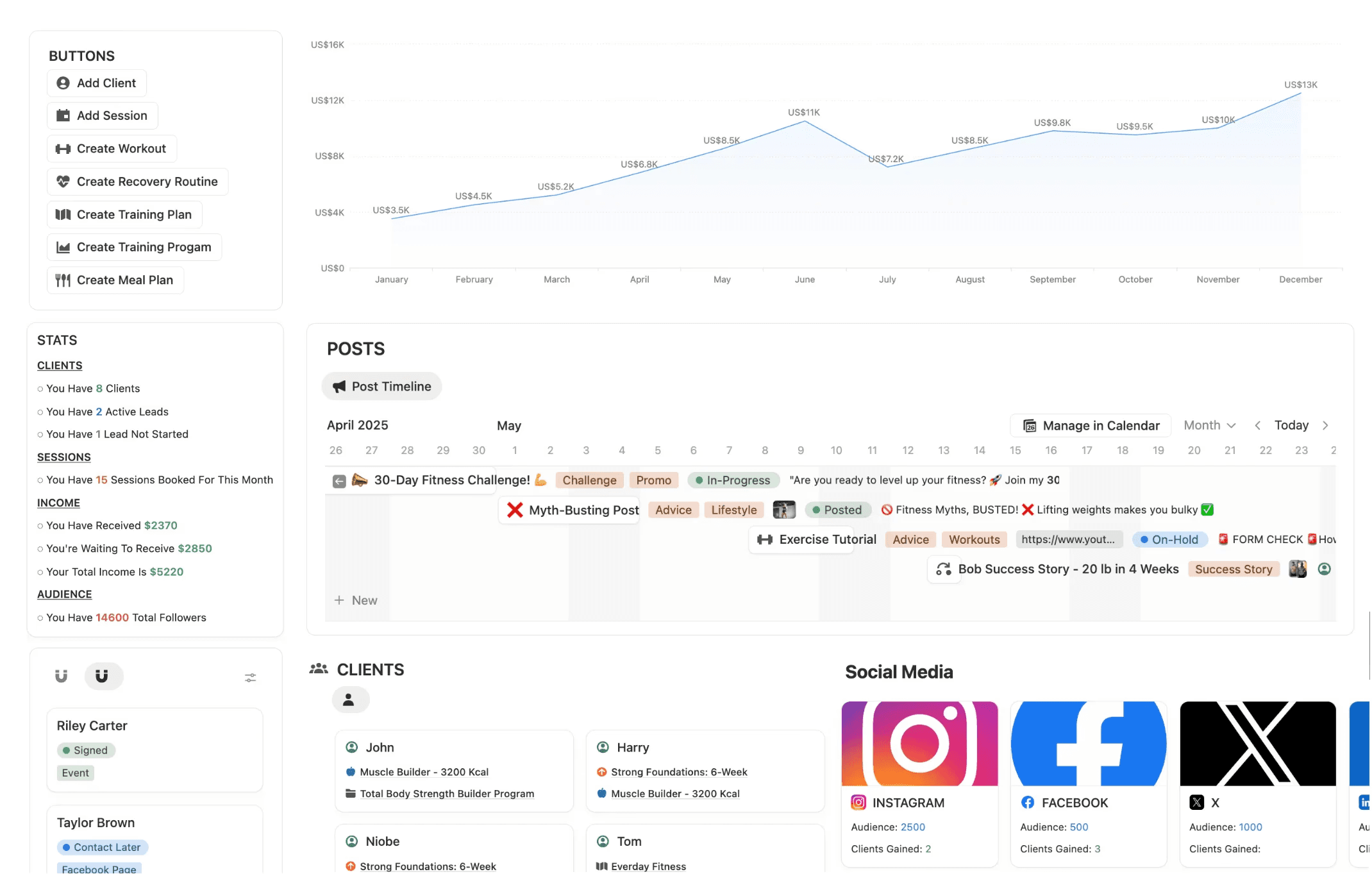 notion personal trainer business planner