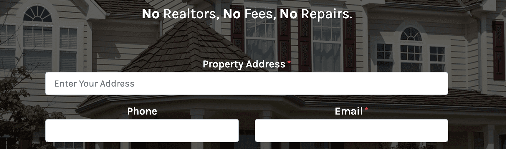 Bluestairs lead intake form: No Realtors, No Fees, No Repairs
