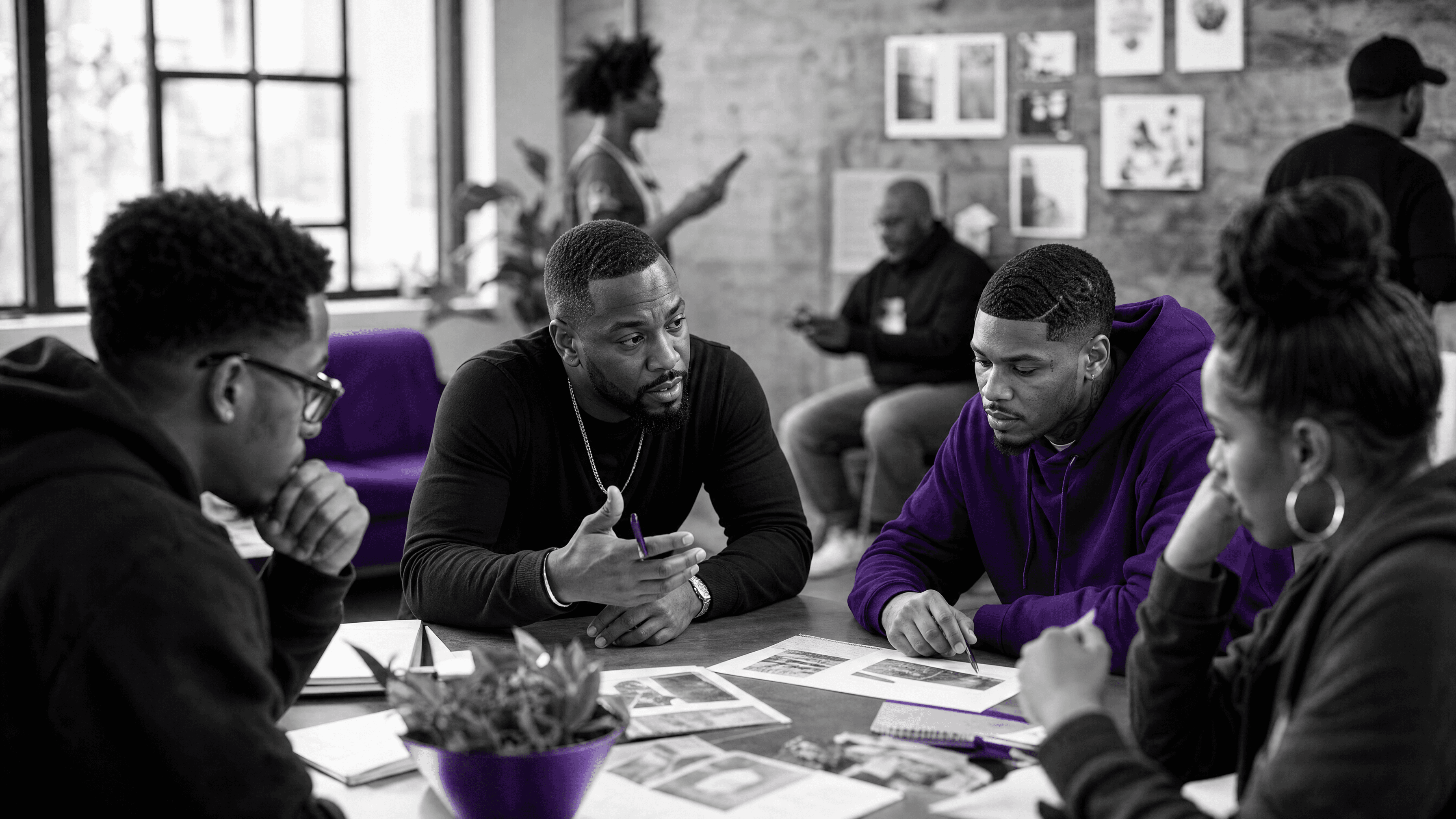 Jus Tus participants and mentors engaged in practical reentry support.