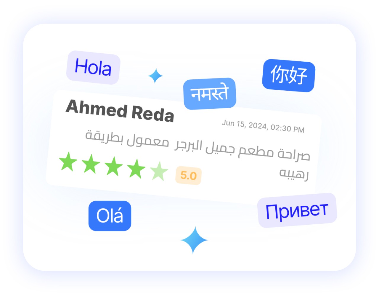 Customer reviews scattered across Google, delivery apps, and in-store sources highlighting manual review chaos.