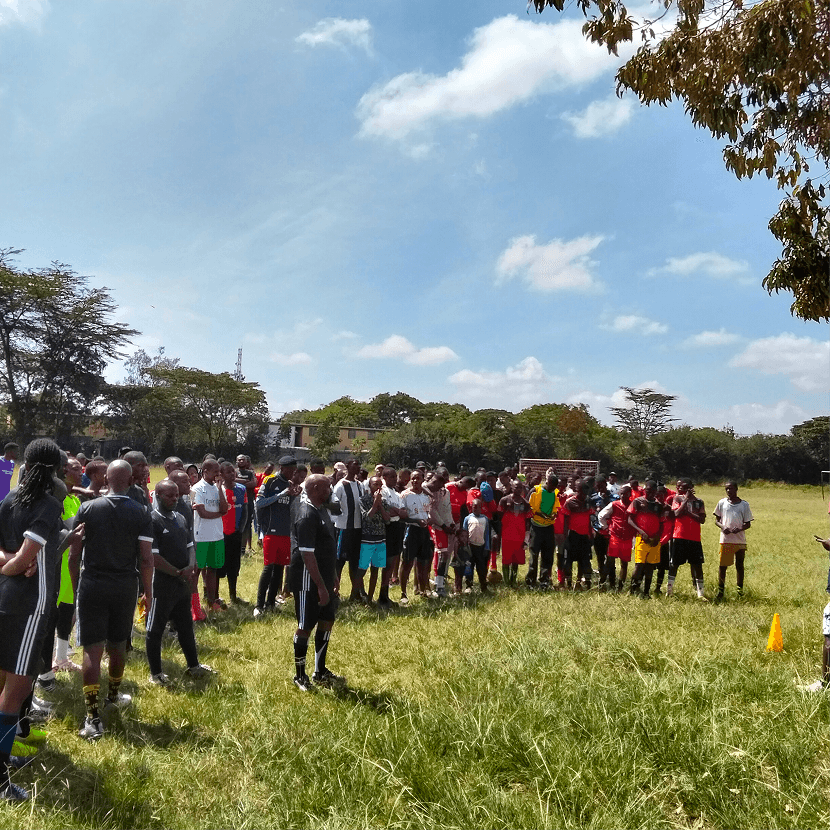 People gathered at a field