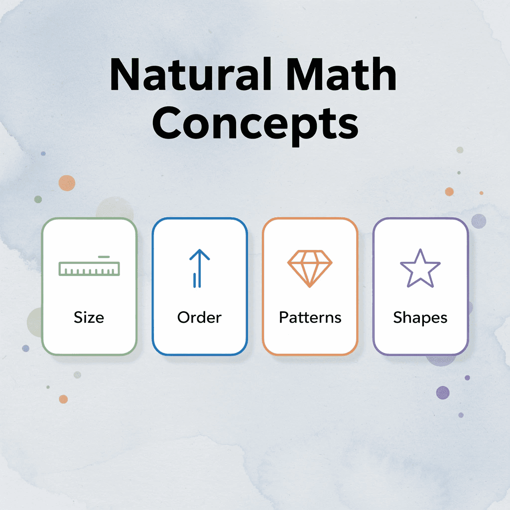 Infographic showing natural math concepts children learn