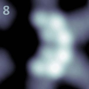 Eight Xenon atoms trapped in a quantum box.