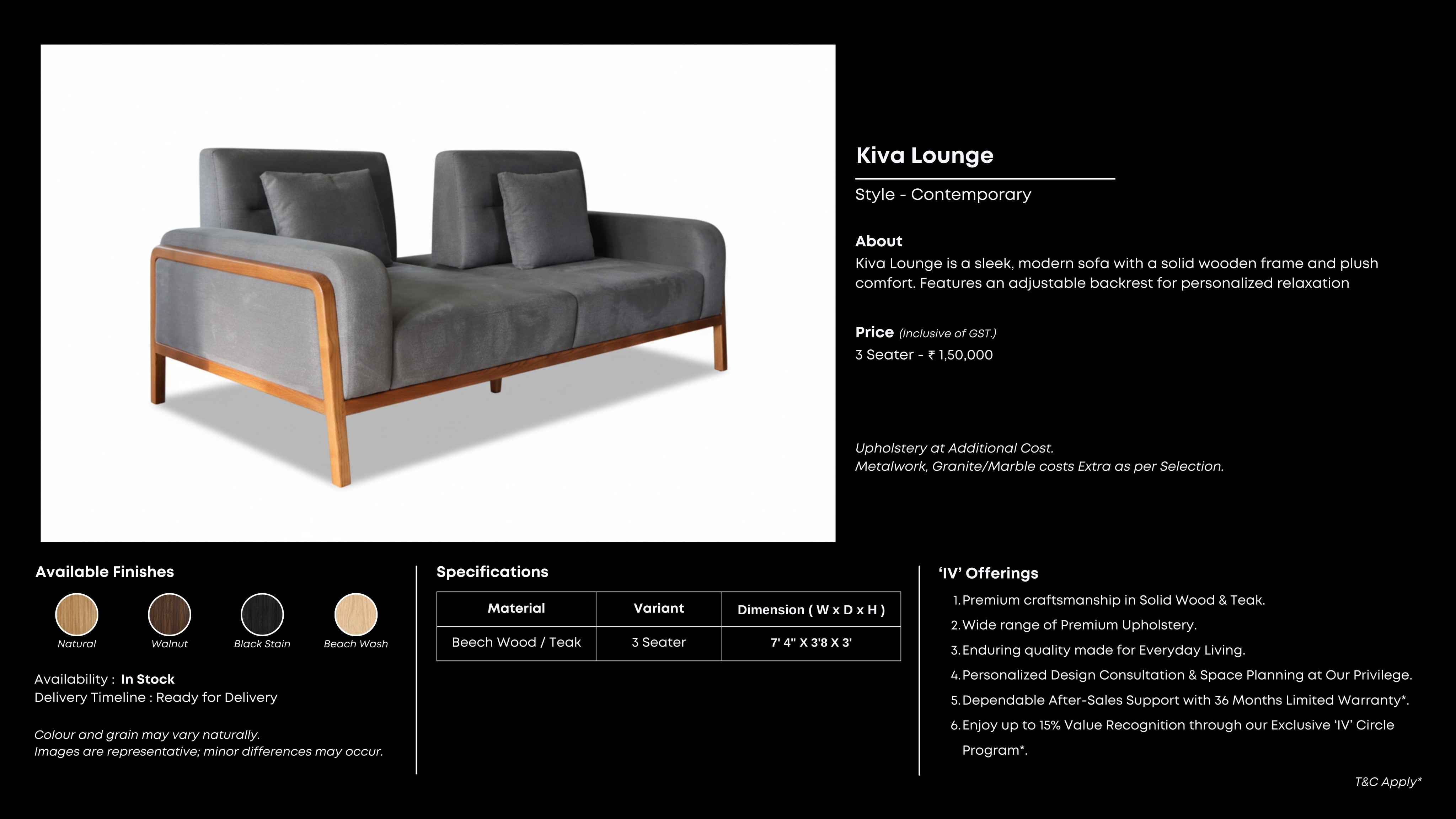 Plum velvet 3-seater with channel tufting and gold-toned legs.