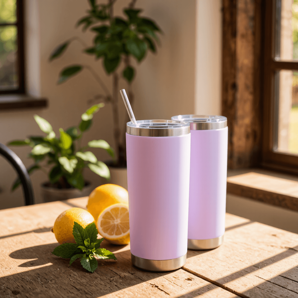 product photography of set of insulated drink tumblers
