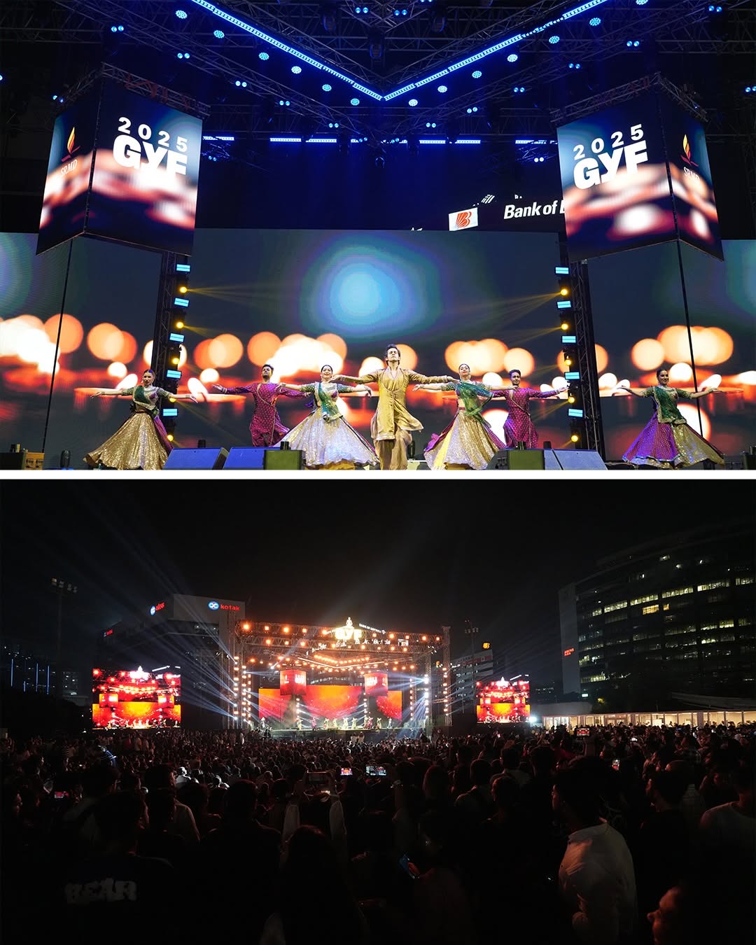 a group of people walking down a street next to tall buildings